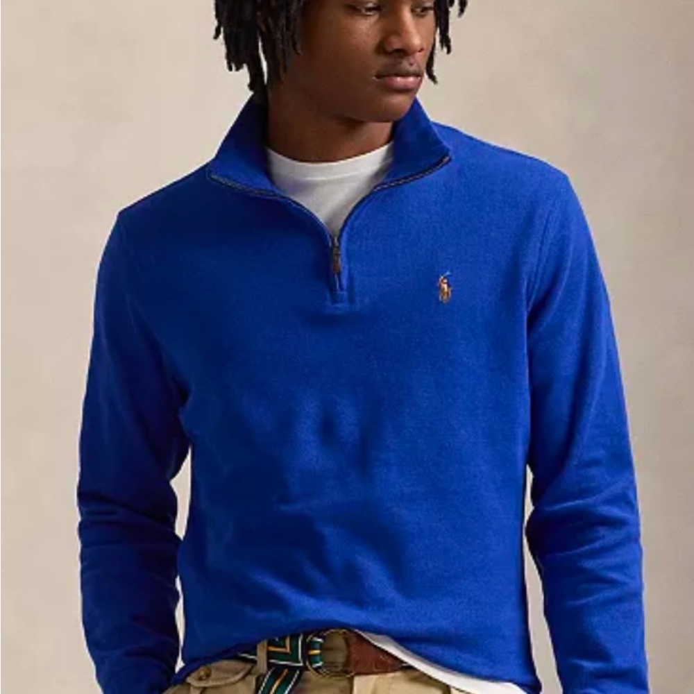 RALPH LAUREN Cotton Blue 1/2 Zip Sweater -Size XLT TALL